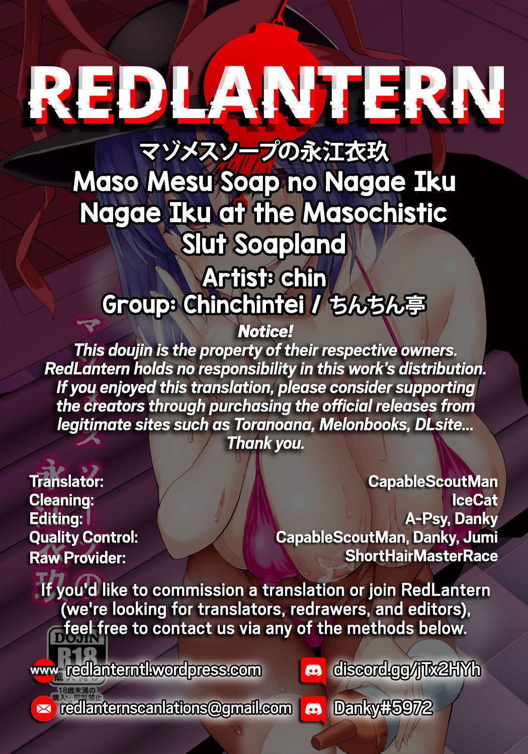 Sextoy Maso Mesu Soap no Nagae Iku | Nagae Iku at the Masochistic Slut Soapland - Touhou project Teenxxx - Page 24