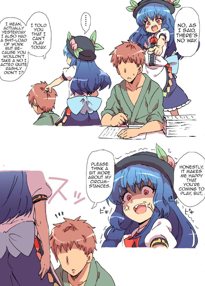 White Girl Hinanai Tenshi no Konwaku? - Touhou project Hard Core Sex - Page 2